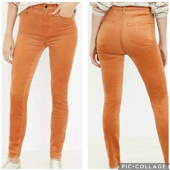 LOFT NWT Corduroys The Skinny High Rise Stretch Orange Brown Sienna Size 25 - Picture 1 of 10